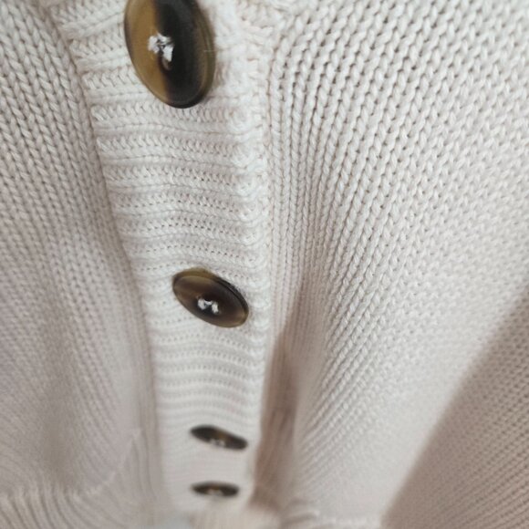 Vintage Liz Claiborne Cream Open Buttoned Logo Preppy Cotton Cardigan Small - Picture 11 of 14